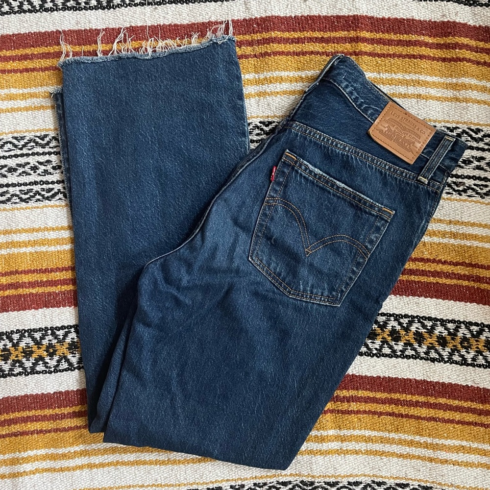 LEVI’S PREMIUM Ribcage Straight Ankle Jeans - dark wash - grunge denim - 28W 29L
